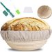 Shenzhen Haorui Industrial Technology Co., Ltd. Panier à pâte ronde avec insert en lin - Rotin naturel, avec grattoir à pâte, lame à pain et brosse gratuite - Pour pain et pâte - 25 cm