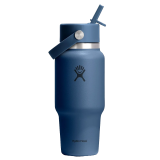 Hydro Flask Wide Flex Straw Travel Bottle 946 ml (32 oz) – Roestvrij Staal, Lekdicht, Past in de Meeste Bekerhouders – Geïsoleerd 24 Uur Koud – Brede Opening, Geschikt voor IJsklontjes – Harbor Blue