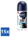 NIVEA MEN Deodorant Roller Black & White Invisible Fresh, 50 ml - Voordeelverpakking - 15 stuks
