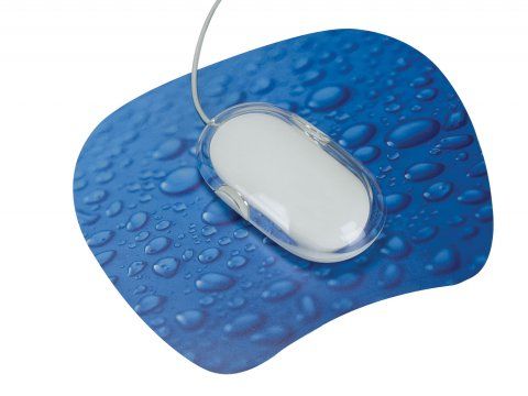 Q-CONNECT Muismat antislip regendruppels blauw