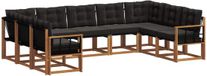vidaXL - Ensemble de salon d'angle - 9 places assises - Naturel et noir - Bois d'acacia