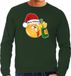 Bellatio Decorations foute kersttrui/sweater heren - Dronken - groen - Merry Kristmus L