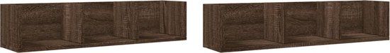 vidaXL Wandkasten 2 stuks 75x18x16,5 cm bewerkt hout bruin eikenkleur