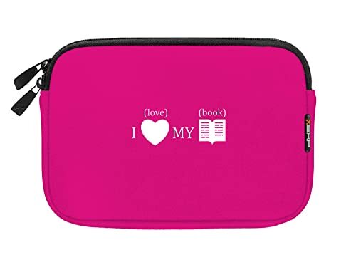 ICOVERI Beschermhoes van neopreen, met binnenritssluiting, voor iPad Mini 6, iPad Mini 5 / 4 / 3 / 2 / 1 en compatibel met tablets van 8 - 9 inch, Pink I Love My Book