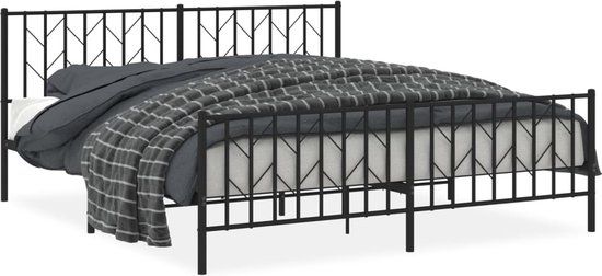 vidaXL Bedframe met hoofd- en voeteneinde metaal zwart 183x213 cm