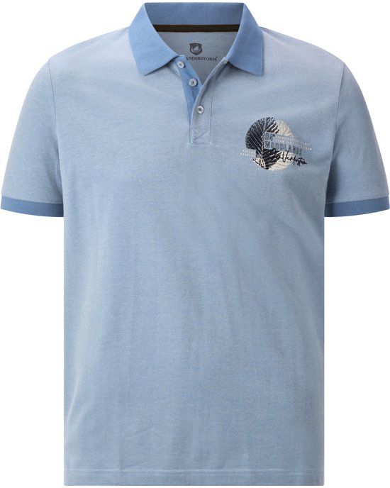 Jan Vanderstorm heren Poloshirt - 80/82 - lichtblauw - Plus Size