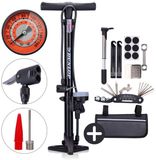 Dunlop Fietspomp met Drukmeter en Fiets Reparatieset 14-delig