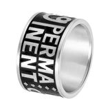 Lucardi Heren Ring mat/zwart met tekst - Ring - Vaderdag Cadeautje - Staal - Zwart