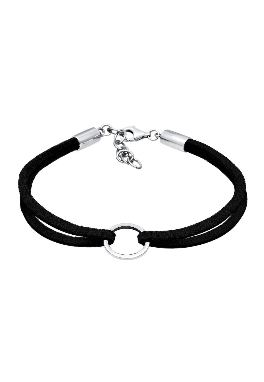 Elli Armband dames cirkel geo velours lederlook zilver