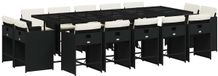 vidaXL Ensemble de jardin 15 pièces en poly rotin noir avec coussins