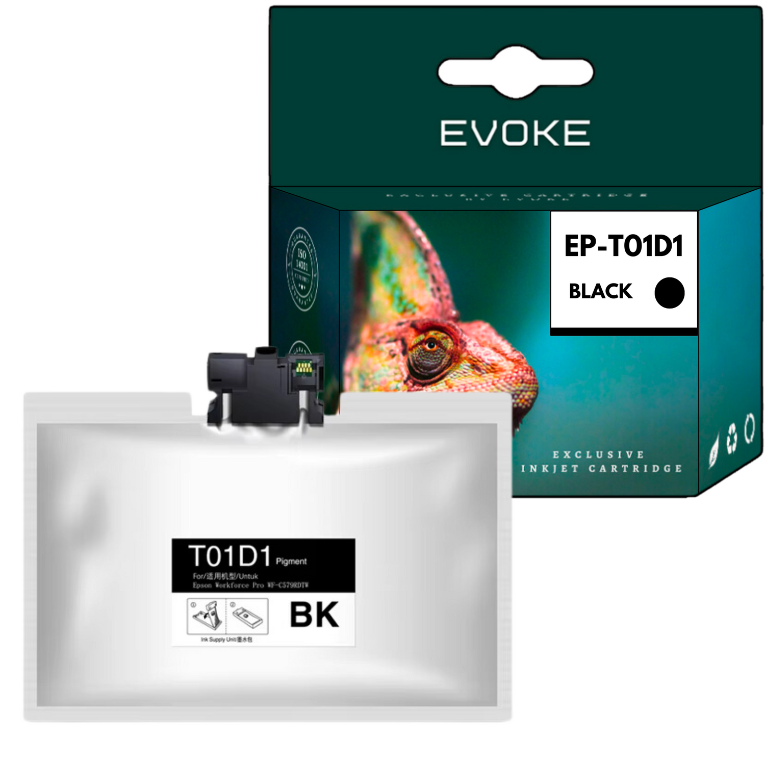 EVOKE Epson T01D1 Printer Ink Black (Black) | 860 Ml | 50000 Pages
