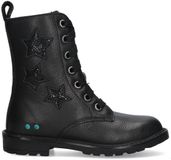 BunniesJR Meisjes Biker Boots - Zwart - Leer - Veters