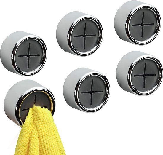 Rocketshop 6x Zelfklevende Ronde Handdoekhouders - Grijs - 4.2cm - 6 stuks