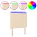 VidaXL Hoofdbord met LED 90x5x118/128 cm Stof Crèmekleurig