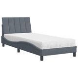 vidaXL Lit avec matelas "Hanko", gris foncé, 90x200 cm, velours