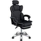 BAKAJI Ergonomische bureaustoel met 360° draaibare wielen, gamingstoel met gevoerde zitting met hoge dichtheid, verstelbare rugleuning en gasveer