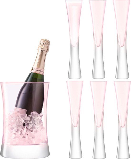 L.S.A. - Moya Champagne Serveerset Set van 7 Stuks - Glas - Roze