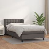 vidaXL Boxspringbed met matras, kunstleer, grijs, 90x190 cm