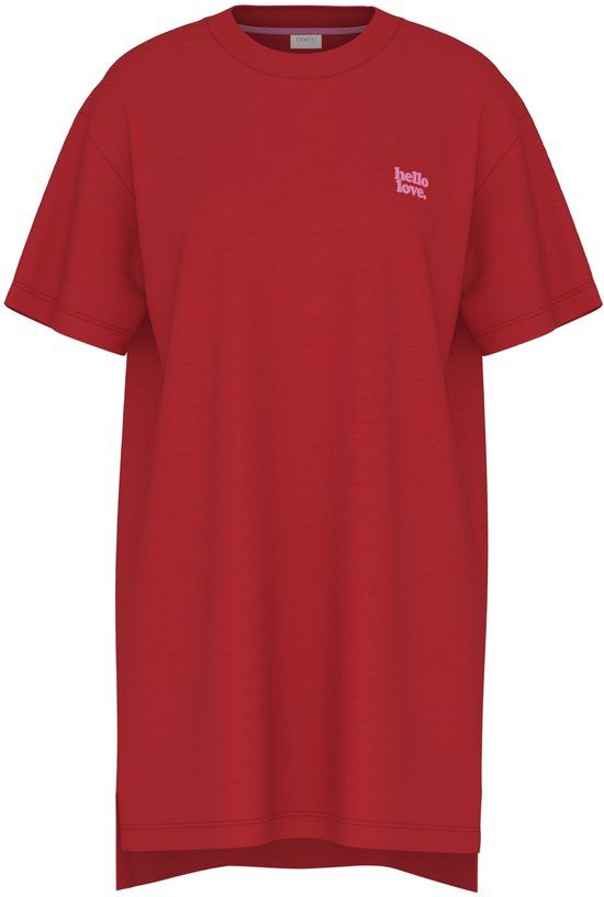 Mey Oversized Shirt Serie Solid Love Dames Rood Katoen/Elastaan Korte Mouw M