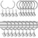 Anneaux de rideaux avec clips - Argent - Jeu de 50 - Métal nickelé