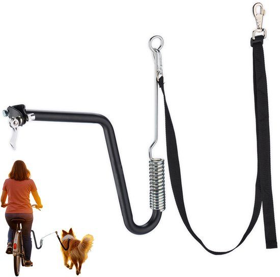 Relaxdays fietsbeugel hond - afstandhouder en veer - met riem