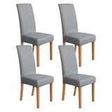 Amazon Basics Rekbare Hoes voor Eetkamerstoelen, Lichtgrijs, 4 Stuks