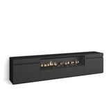 Skraut Home TV-meubel | TV | woonkamermeubelen opslag | 200 x 45 x 35 cm | voor tv's tot 80 inch | elektrische open haard | moderne stijl | zwart
