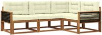 vidaXL - Hoek loungeset - 4 zitplekken - Natuurlijk en crème - Acacia hout