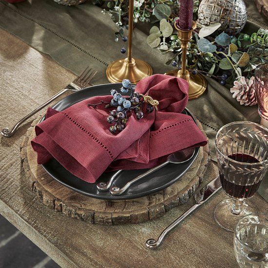 LOBERON Servet set van 4 Covent Garden bordeaux