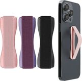 kwmobile vingerhouder voor smartphone - Vingergreep voor telefoon - Zelfklevende finger holder - Set van 3 - In zwart / roségoud / braam