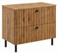 3xE living Meuble de salle de bain Debout sous lavabo 80 cm, 2 tiroirs, Chêne Craft Or + Plan de toilette Chêne Craft/Pieds noirs, Poignées noires, 80 x 44,4 x 73,6 cm