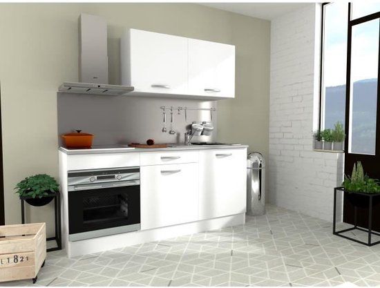 Complete OSLO Complete keuken - L 180 cm - Mat Wit - Inclusief werkblad
