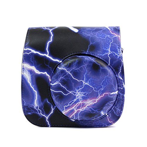 JXE Lightning Schouder Draagbare Beschermende Case voor Fujifilm Instax Mini 8 8+ 9 Instant Camera, met Verstelbare Band - Paars