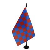AZ FLAG Tafelvlag Bordeauxrood en blauw geblokt 21x14 cm Plastic Voet