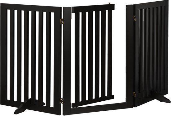 Relaxdays hondenhek - 70 x 154 cm - met deur - opvouwbaar - zwart