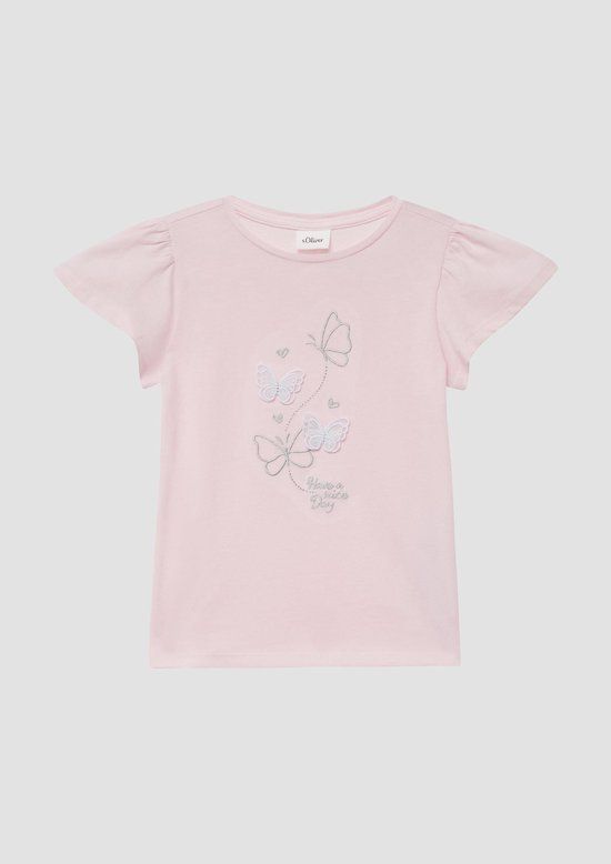 s.Oliver T-shirt met volant zachtroze