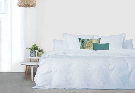 Elegance Dekbedovertrek - 200x200/220 - Uni Percal katoen - Met Bies - ice blue