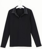 Oroblu Perfect Line Cotton Polo Shirt Long Sleeve Black L