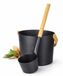 Seau de sauna élégant et ensemble de louche – 7L – Aluminium et Bambou – Accessoires de sauna de luxe – Ensemble de versage avec louche – Noir