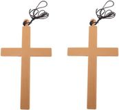 Funny Fashion artikel sieraden - 4x stuks - nonnen/priester/monniken/dominee ketting met groot kruis - 23 cm - plastic