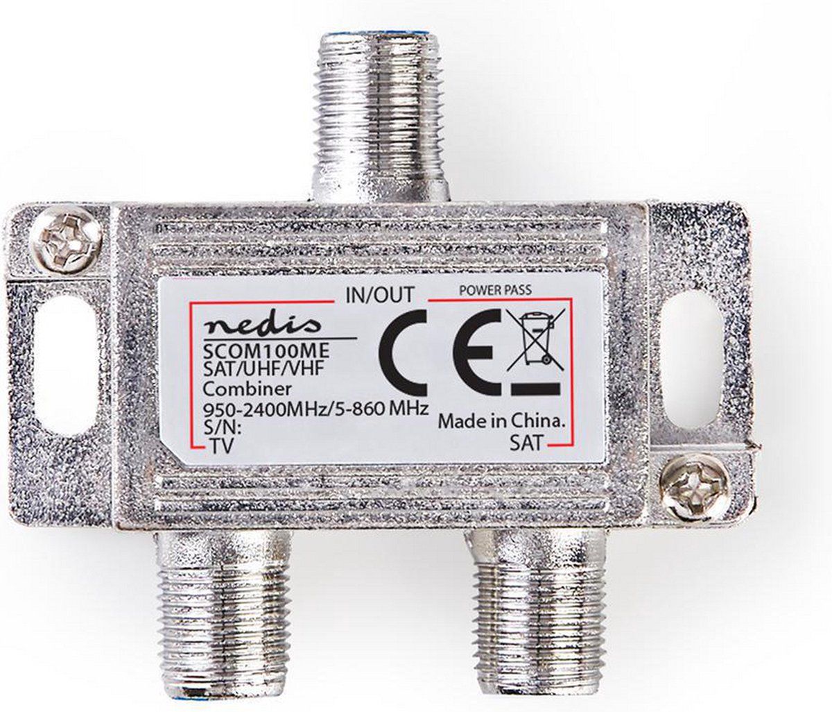 Nedis Satelliet-Combiner | 5-862 MHz | 950-2400 MHz | 75 Ohm | DC Power pass | Zink | Zilver