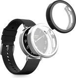 kwmobile 2x smartwatch hoes geschikt voor Xiaomi Watch S4 41mm hoesje - Siliconen sporthorloge cover - Activity tracker case in zwart / zilver