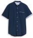 Tom Tailor Regular Fit Overhemd Korte Mouw Navy Small Stripe Maat M