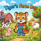Tiger's Farm Day: 30 Simple Black and White Coloring Pages 8.5 x 8.5 Inches Easy Farm Animals • Big Bold Lines • Perfect for Kids Ages 4–12