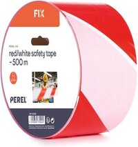 Perel Afzetlint op rol 500 m, rood/wit