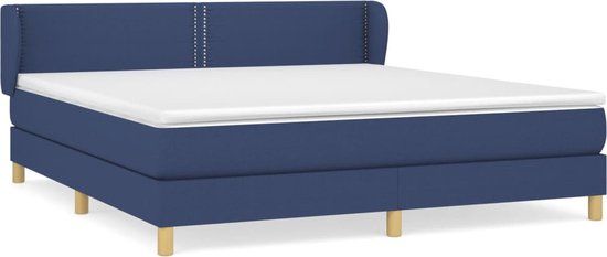 vidaXL Boxspring met matras stof blauw 180x200 cm