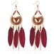 Deja Jewels Lookinggoodtoday Bohemian oorhangers rond met rode veren en kralen 105 mm