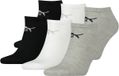 PUMA - Sokken Heren - Maat 39-42 - (3 paar) - Sneaker Sokken - Wit / Zwart / Grijs - Sportsokken - Katoen