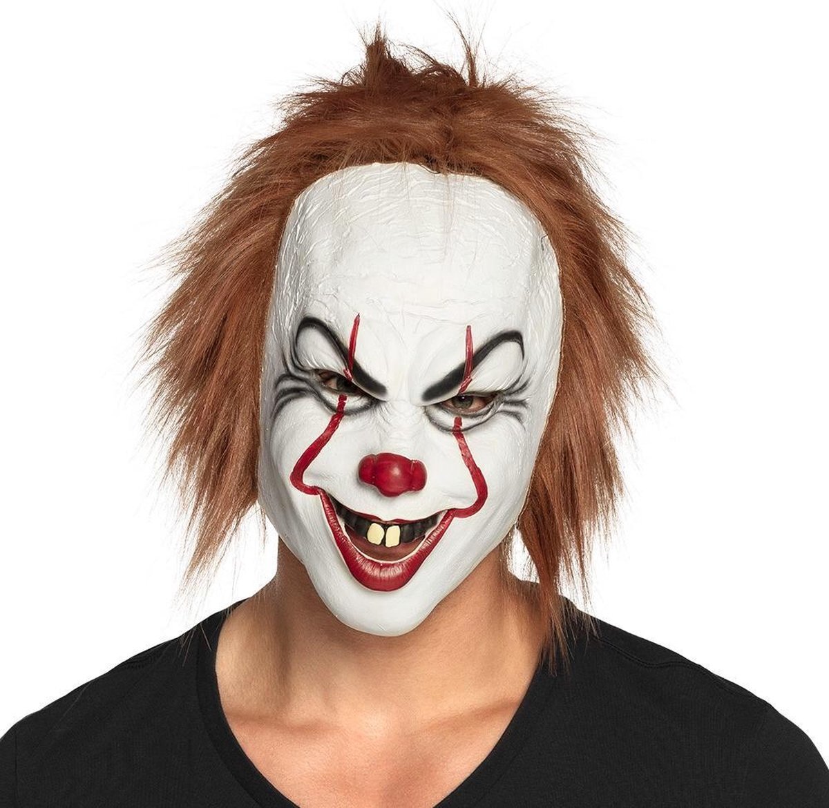 - Latex hoofdmasker Killer clown met haar