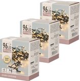 Merkloos Kerst LED-verlichting met timer op batterij warm wit buiten - 96 lampjes - 7 m - Kerstboomverlichting